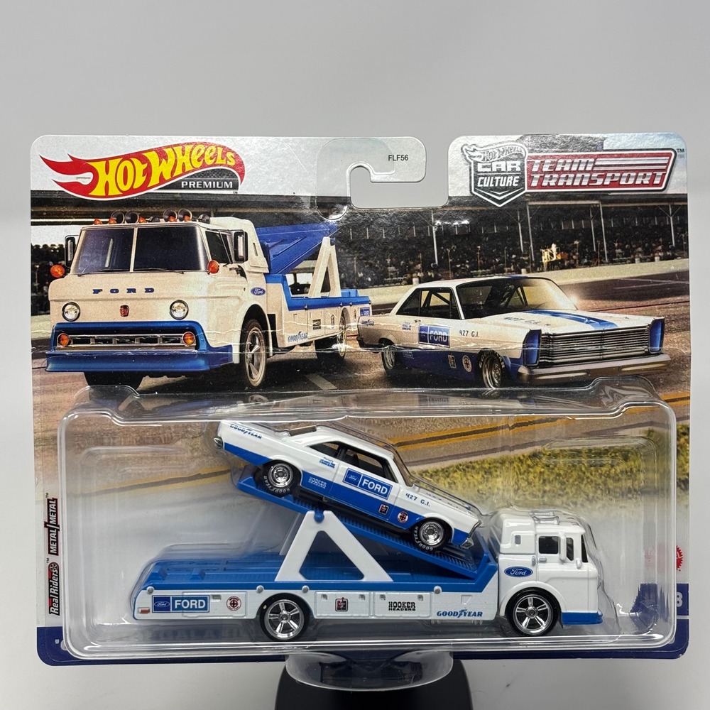 Hot Wheels Team Transport 65 Ford Galaxie & Ford C-800 Premium FLF56 HCR33